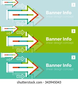 Abstract square banner template with arrows, linear design style. Vector illustration