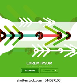 Abstract square banner template with arrows, linear design style. Vector illustration