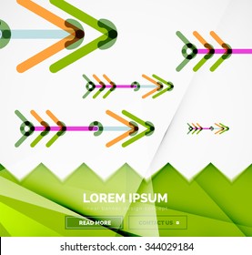 Resumen de la plantilla de banner cuadrado con flechas, estilo de diseño lineal. Ilustración del vector