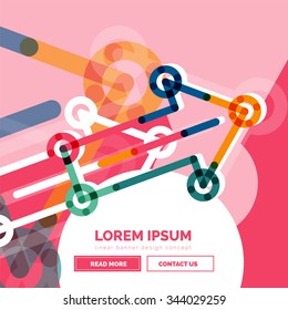 Abstract square banner template with arrows, linear design style. Vector illustration