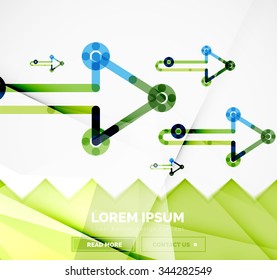 Abstract square banner template with arrows, linear design style. Vector illustration