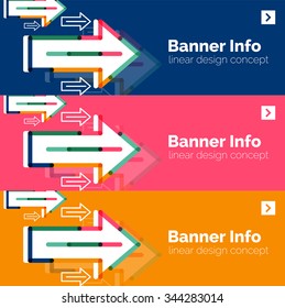 Abstract square banner template with arrows, linear design style. Vector illustration