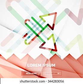 Abstrakte quadratische Bannervorlage mit Pfeilen, linearer Designstil. Vektorgrafik