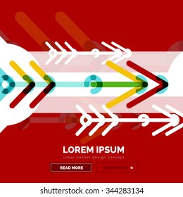 Abstract square banner template with arrows, linear design style. Vector illustration