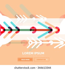 Abstract square banner template with arrows, linear design style. Vector illustration