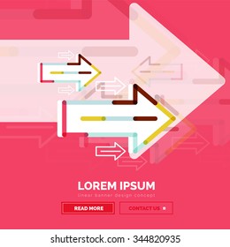 Abstract square banner template with arrows, linear design style. Vector illustration