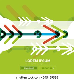 Abstract square banner template with arrows, linear design style. Vector illustration