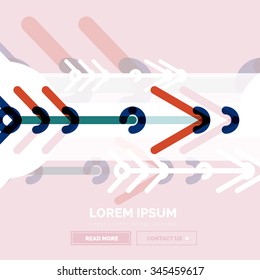 Abstract square banner template with arrows, linear design style. Vector illustration
