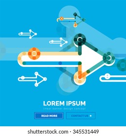 Abstract square banner template with arrows, linear design style. Vector illustration