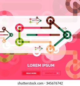 Abstract square banner template with arrows, linear design style. Vector illustration