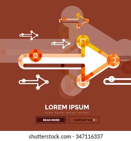 Abstract square banner template with arrows, linear design style. Vector illustration