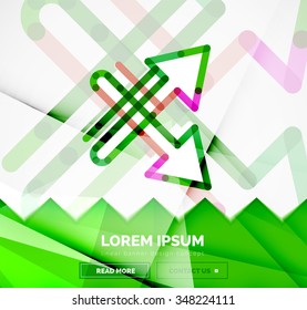 Resumen de la plantilla de banner cuadrado con flechas, estilo de diseño lineal. Ilustración del vector