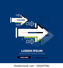 Abstract square banner template with arrows, linear design style. Vector illustration