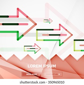 Abstract square banner template with arrows, linear design style. Vector illustration
