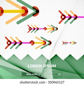 Abstract square banner template with arrows, linear design style. Vector illustration