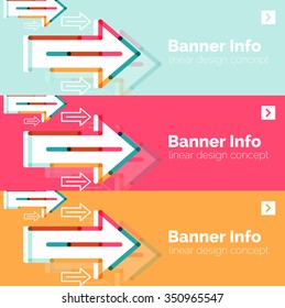 Abstract square banner template with arrows, linear design style. Vector illustration