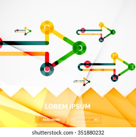 Abstract square banner template with arrows, linear design style. Vector illustration