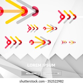 Abstract square banner template with arrows, linear design style. Vector illustration