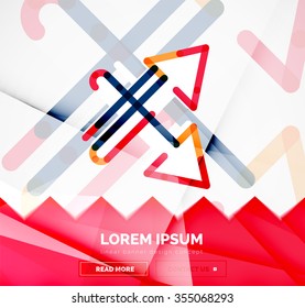 Modelo de banner quadrado abstrato com setas, estilo de design linear. Ilustração vetorial