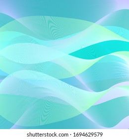 Abstract square banner. Waves of matte tones on a turquoise background. Stock vector illustration on an isolated background.