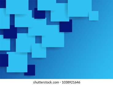 abstract square blank paper blue vector background, rectangle overlapping with shadow modern concept, space for text or message web and book design