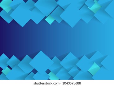 abstract square blank paper blue vector background, rectangle overlapping with shadow modern concept, space for text or message web and book design