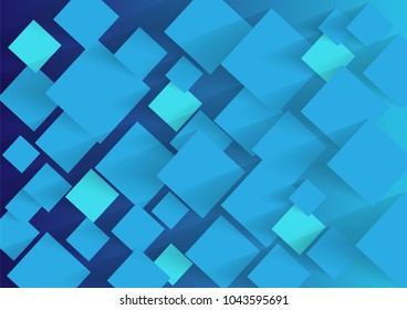 abstract square blank paper blue vector background, rectangle overlapping with shadow modern concept, space for text or message web and book design