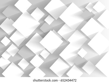 abstract square blank paper white and gray tone vector background, rectangle overlapping with shadow modern concept, space for text or message web and book design