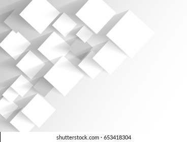 abstract square blank paper white and gray tone vector background, rectangle overlapping with shadow modern concept, space for text or message web and book design