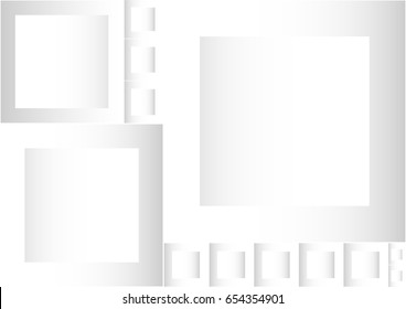 abstract square blank paper white and gray tone vector background, rectangle overlapping with shadow modern concept, space for text or message web and book design