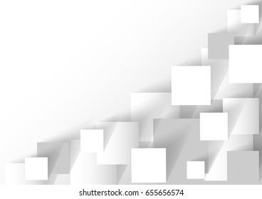 abstract square blank paper white and gray tone vector background, rectangle overlapping with shadow modern concept, space for text or message web and book design