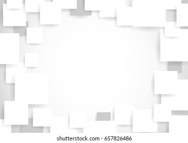abstract square blank paper white and gray tone vector background, rectangle overlapping with shadow modern concept, space for text or message web and book design
