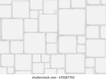 abstract square blank paper white and gray tone vector background, rectangle overlapping with shadow modern concept, space for text or message web and book design