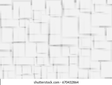 abstract square blank paper white and gray tone vector background, rectangle overlapping with shadow modern concept, space for text or message web and book design