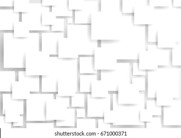 abstract square blank paper white and gray tone vector background, rectangle overlapping with shadow modern concept, space for text or message web and book design
