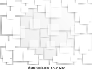 abstract square blank paper white and gray tone vector background, rectangle overlapping with shadow modern concept, space for text or message web and book design