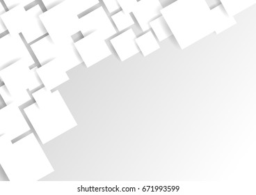 abstract square blank paper white and gray tone vector background, rectangle overlapping with shadow modern concept, space for text or message web and book design
