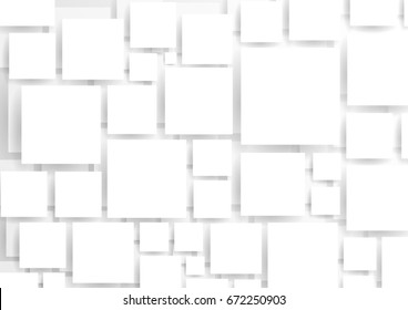 abstract square blank paper white and gray tone vector background, rectangle overlapping with shadow modern concept, space for text or message web and book design
