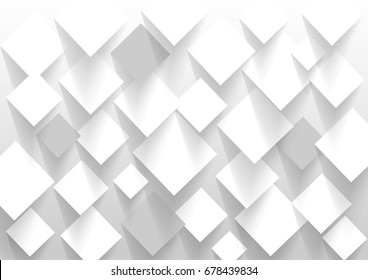 abstract square blank paper white and gray tone vector background, rectangle overlapping with shadow modern concept, space for text or message web and book design