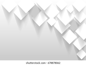 abstract square blank paper white and gray tone vector background, rectangle overlapping with shadow modern concept, space for text or message web and book design