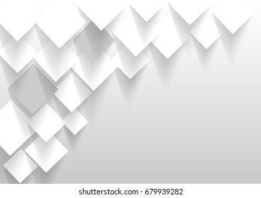 abstract square blank paper white and gray tone vector background, rectangle overlapping with shadow modern concept, space for text or message web and book design