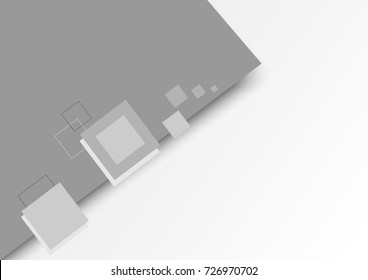 abstract square blank paper white and gray tone vector background, rectangle overlapping with shadow modern concept