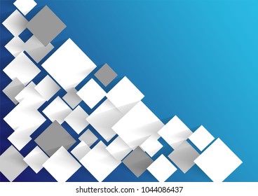 abstract square blank white paper vector on blue background, rectangle overlapping with shadow modern concept, space for text or message web and book design