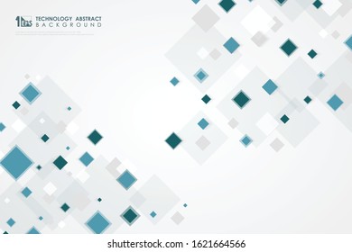 Abstract square blue pattern design of high technology dimension background. Decorate for poster, ad, artwork, template design. illustration vector eps10