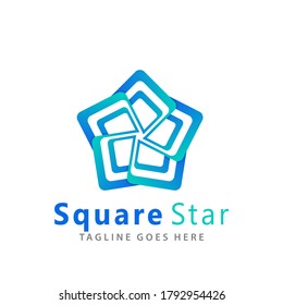 Abstract Square Blue Star Logos Design Vector Illustration Template