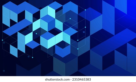 Abstract square box for cryptocurrency blockchain technology. Digital money or payment background design concept. Vector illustration.