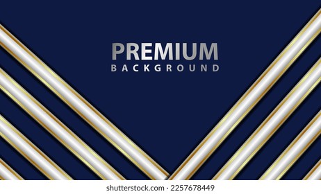 abstract square boxes overlapping on blue, red, silver background, dark with glitter and glowing gold line dots gold combination. Luxury and elegant design. Vector illustration