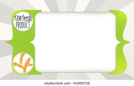 Abstract square brackets for entering text with raw fresh product