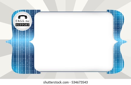 Abstract square brackets for entering text and phone symbol