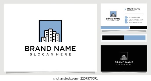 Abstract square building logo design concept